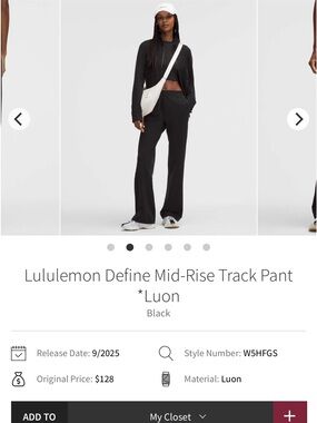 NWT Lululemon Define Track Pant